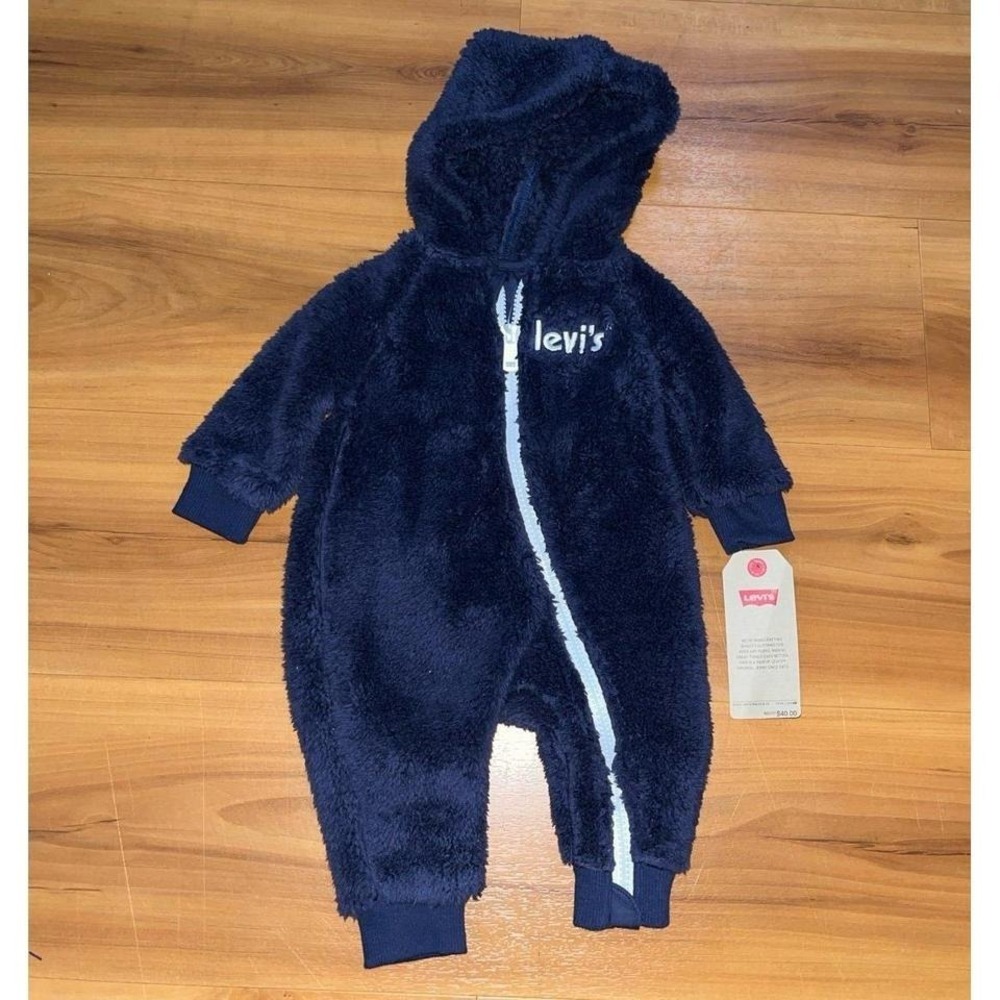 Baby NWT Levi's Sherpa‎ Full Zip Hooded Coverall One Piece
